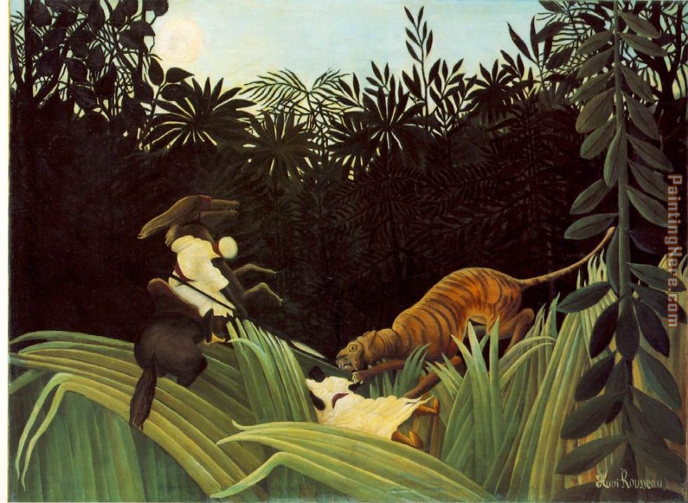 Scout Attacked by a Tiger painting - Henri Rousseau Scout Attacked by a Tiger art painting
